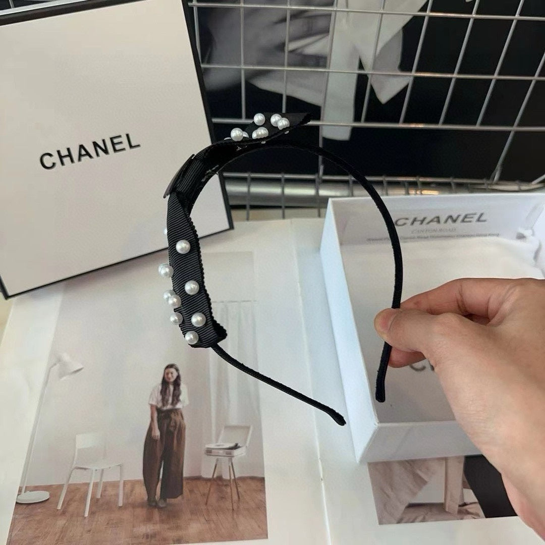 BLACK FABRIC WITH PEARLS HAIRBAND 415960
