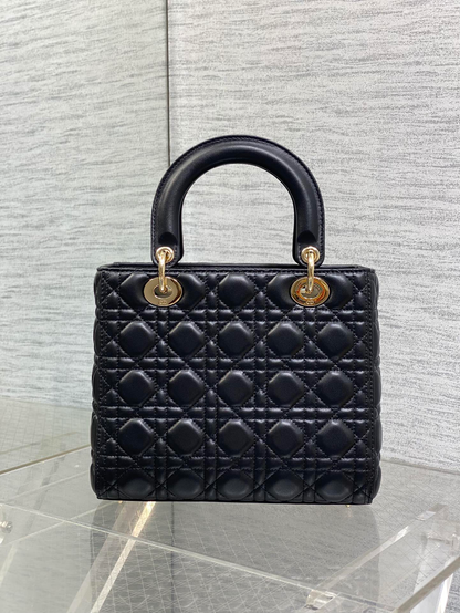 Dior Lady Black Gold Hardware (Medium size)