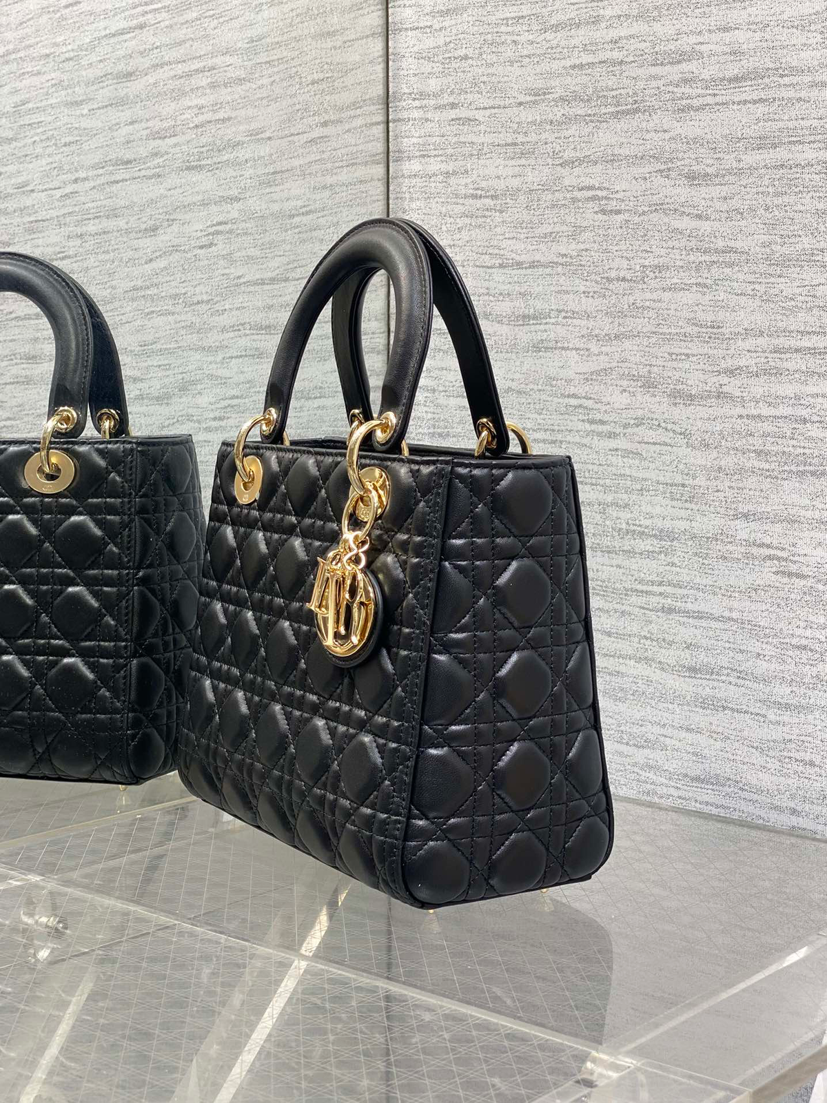 Dior Lady Black Gold Hardware (Medium size)