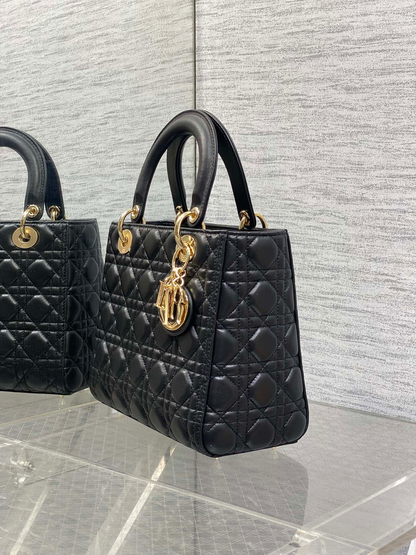 Dior Lady Black Gold Hardware (Medium size)