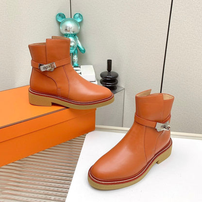 BOTINES HISTORY BOOTS IN SALAMANDER ORANGE CALFSKIN