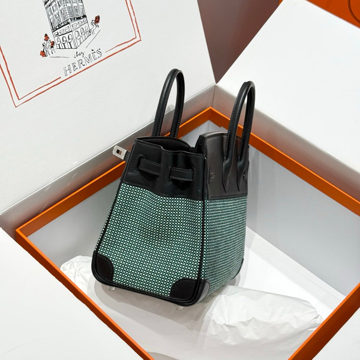 HN 25CM IN BLACK SWIFT BLACK/MINT/BLANC TOILE CANVAS (CUSTOM-MADE)