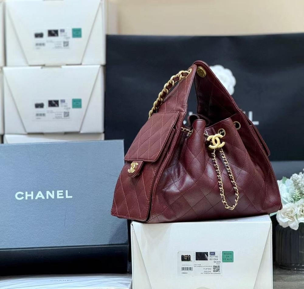 Chanel 25 Small Burgundy Gold Hardware