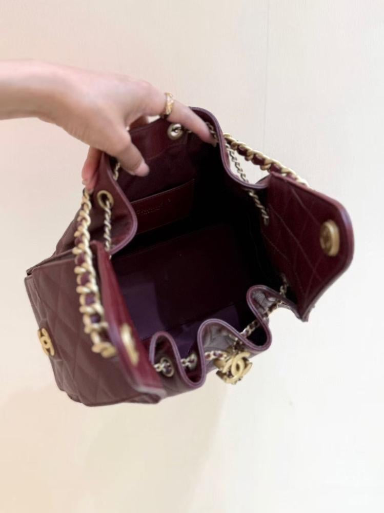 Chanel 25 Small Burgundy Gold Hardware