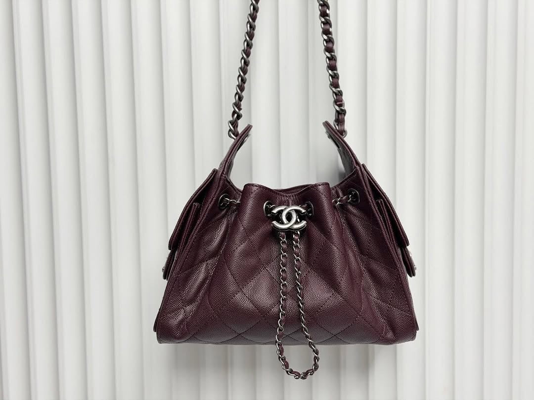 Chanel 25 Mini Burgundy Sliver Hardware