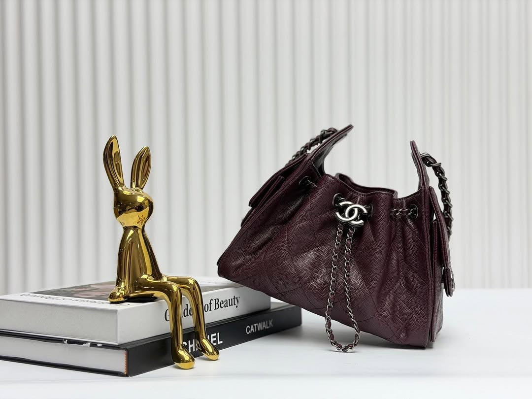 Chanel 25 Mini Burgundy Sliver Hardware