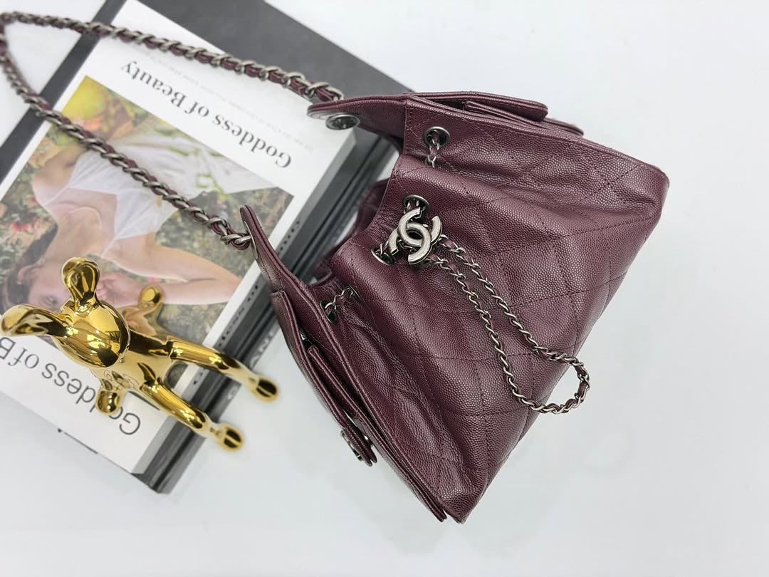 Chanel 25 Mini Burgundy Sliver Hardware