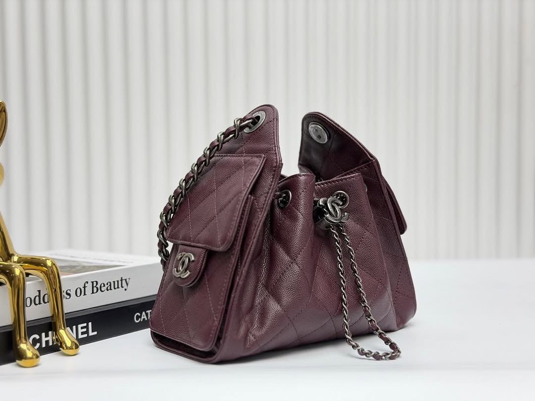 Chanel 25 Mini Burgundy Sliver Hardware