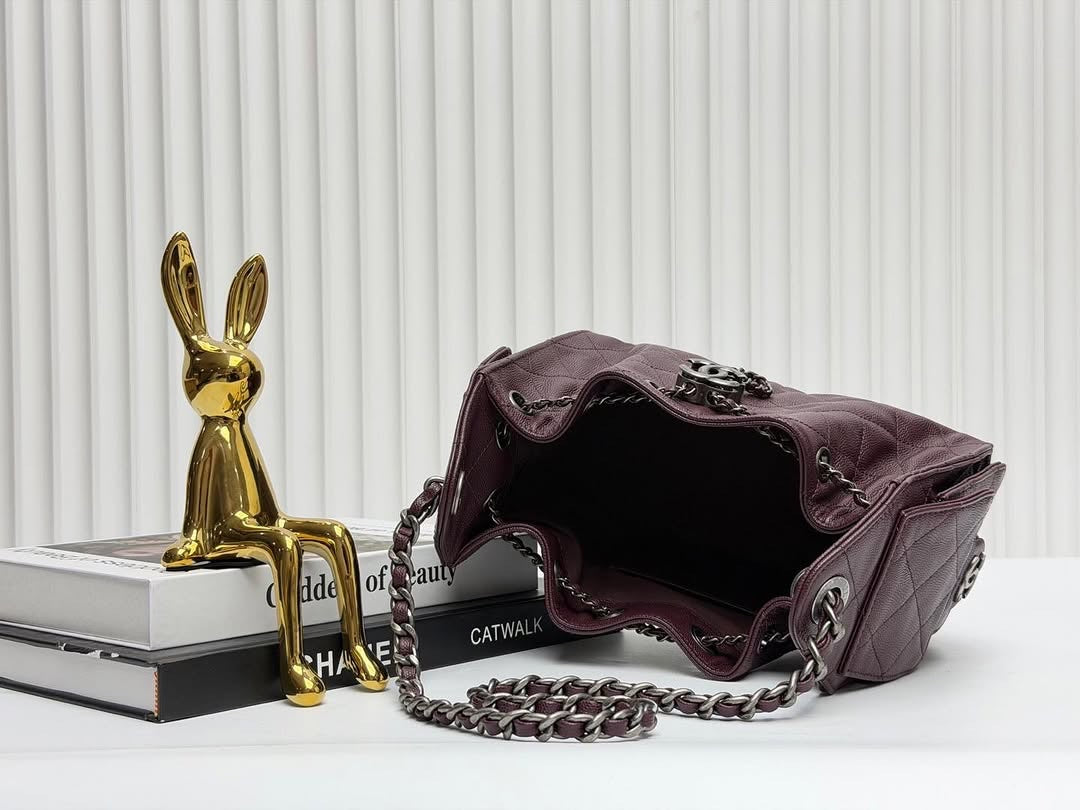 Chanel 25 Mini Burgundy Sliver Hardware