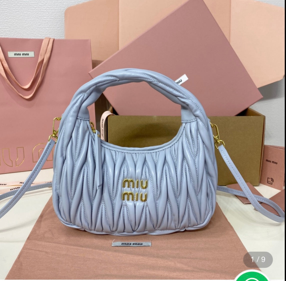 Miu Miu Wander Matelassé Nappa Hobo bag