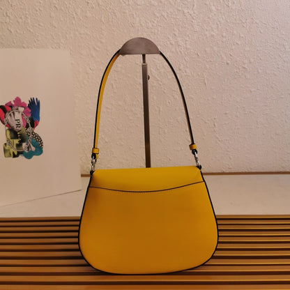 PRADA SPAZZOLATO CLEO SHOULDER BAG IN YELLOW