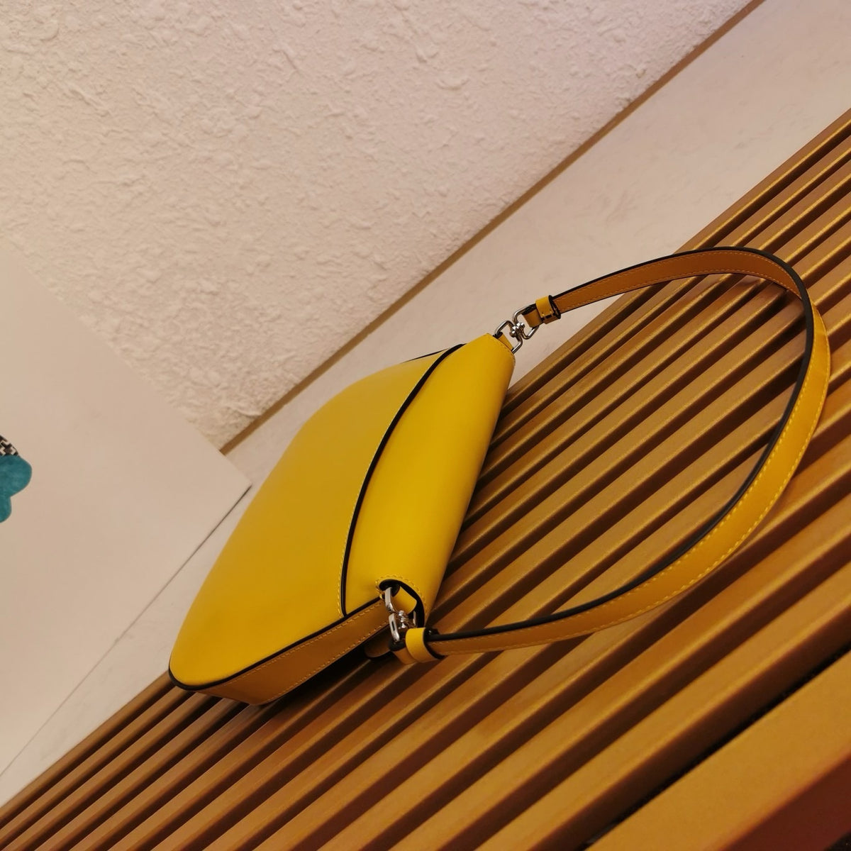 PRADA SPAZZOLATO CLEO SHOULDER BAG IN YELLOW