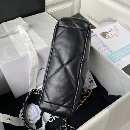 Chanel 19 Flap Bag Black Lambskin Gold Hardware