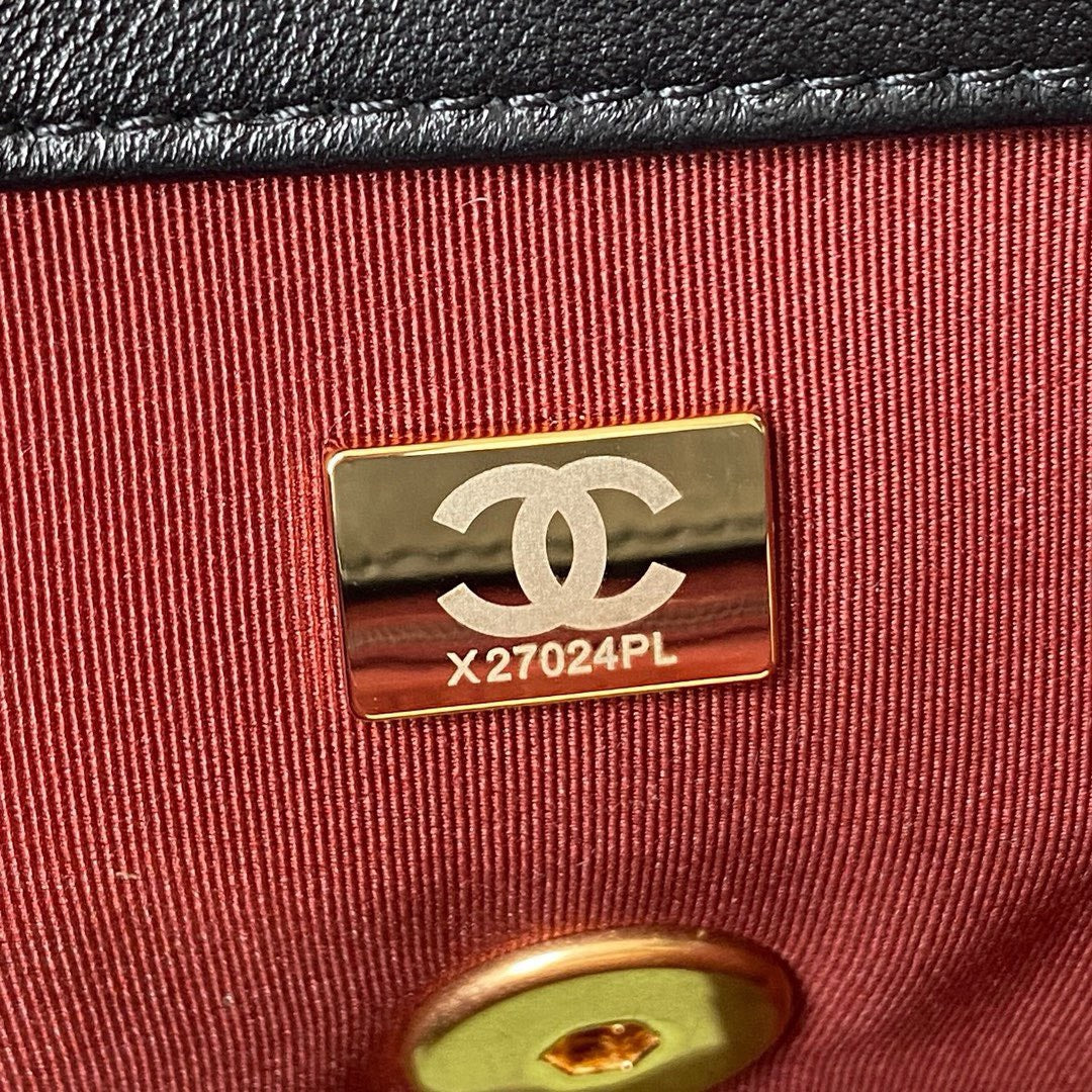 Chanel 19 Flap Bag Black Lambskin Gold Hardware