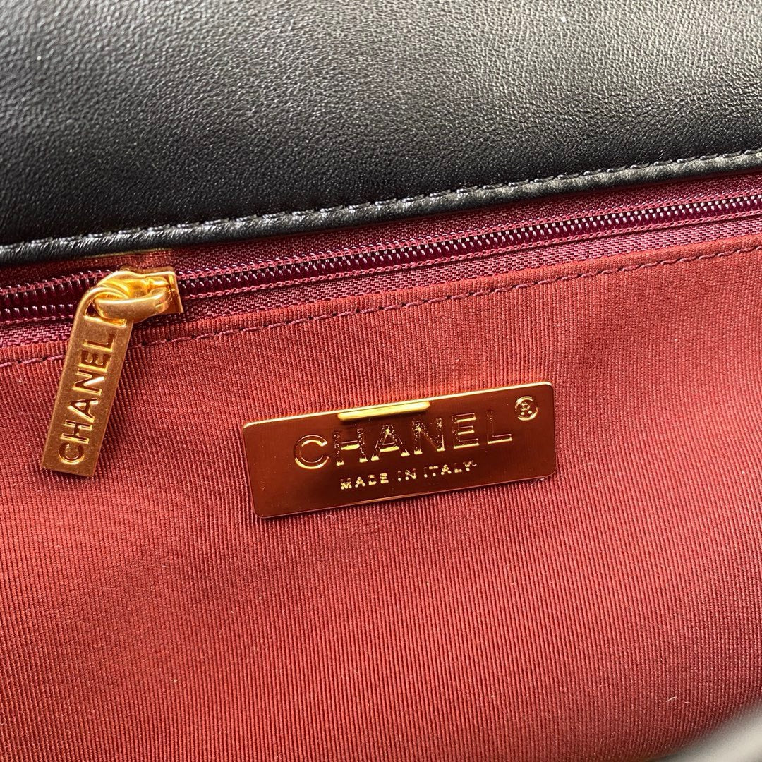 Chanel 19 Flap Bag Black Lambskin Gold Hardware