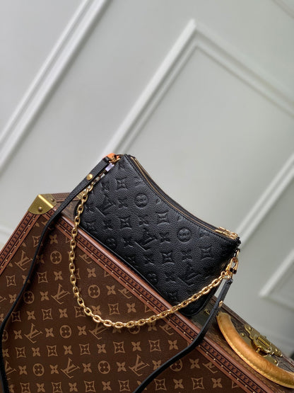 LIV POCHETTE BAG 24 IN BLACK MONOGRAM EMPREINTE LEATHER