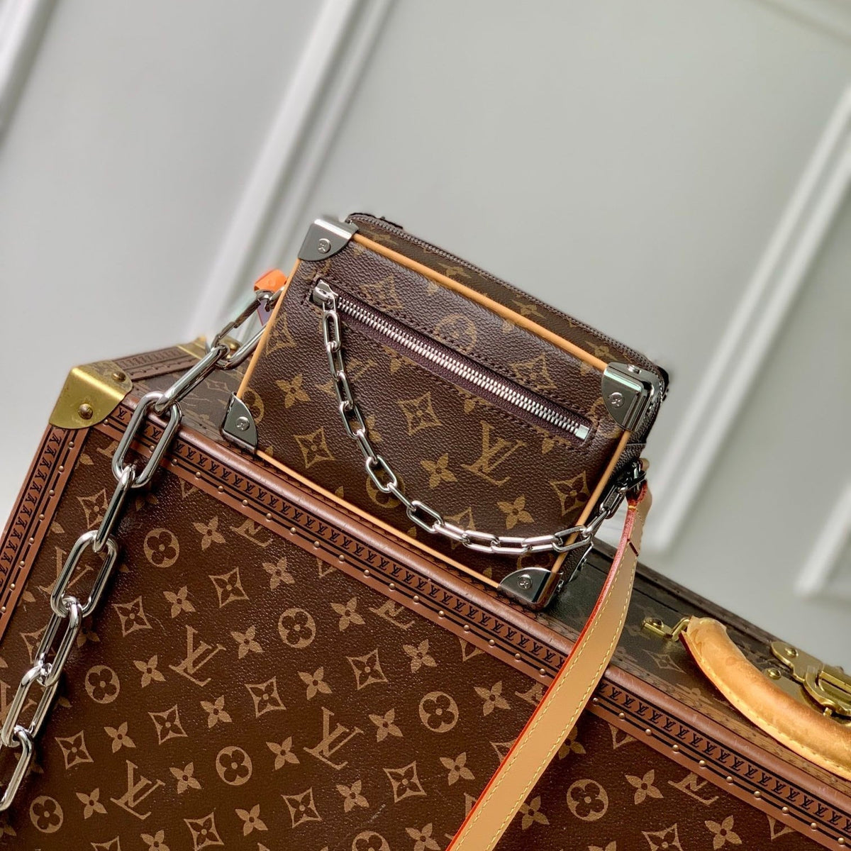 MINI SOFT TRUNK 18 IN BROWN MONOGRAM MACASSAR CANVAS