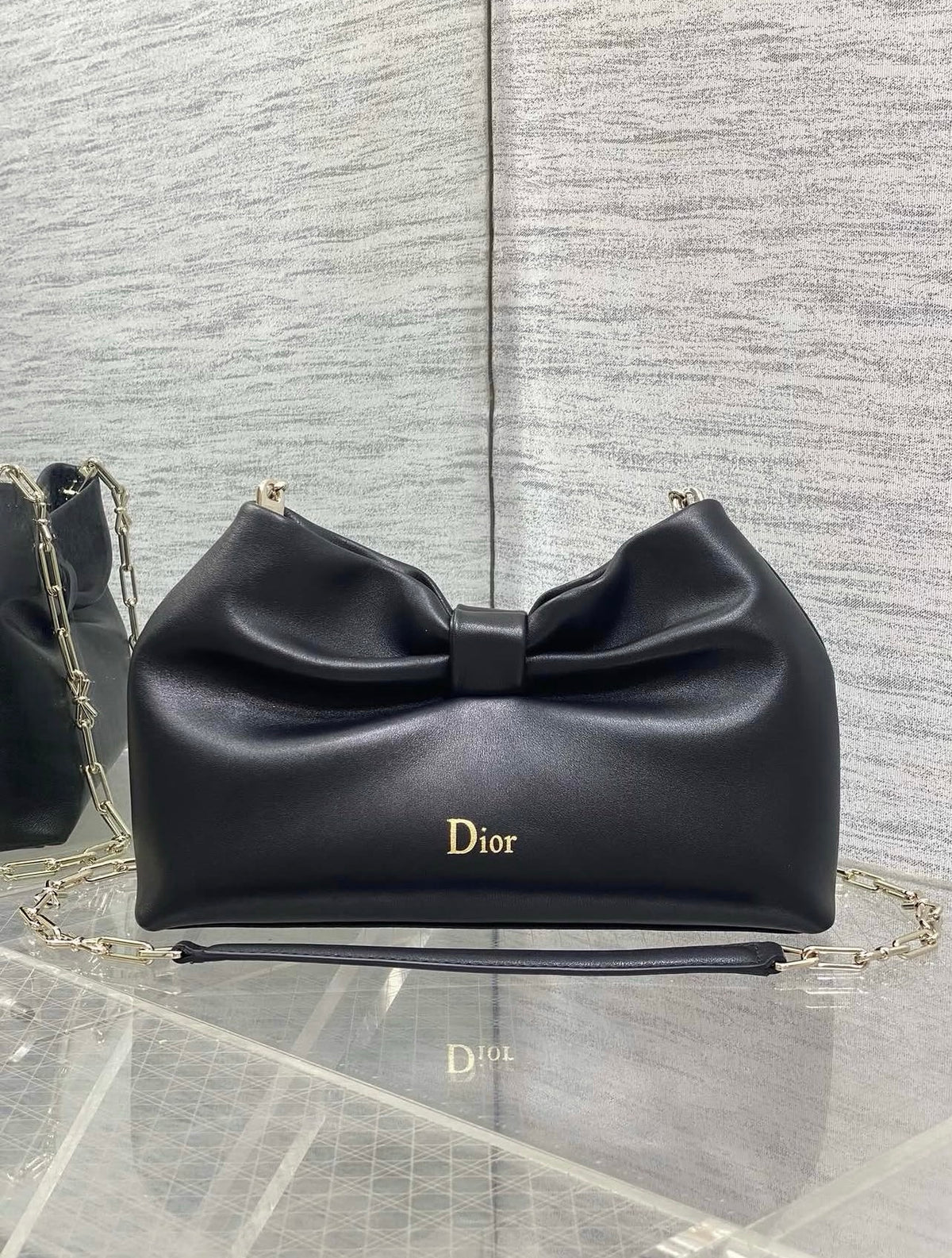 Dior Bow Bag in black lambskin
