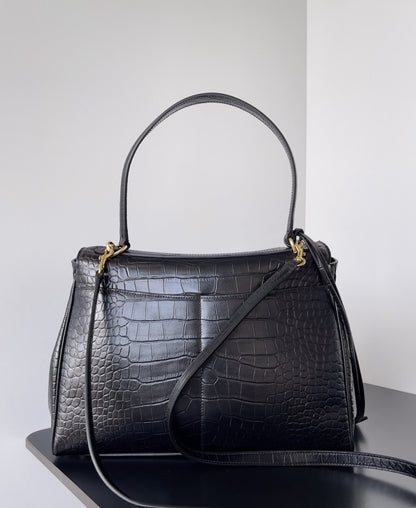 Balenciaga Rode Bag Black Crocodile Leather