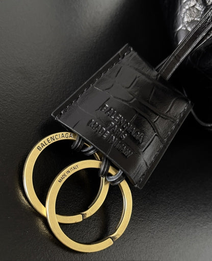 Balenciaga Rode Bag Black Crocodile Leather