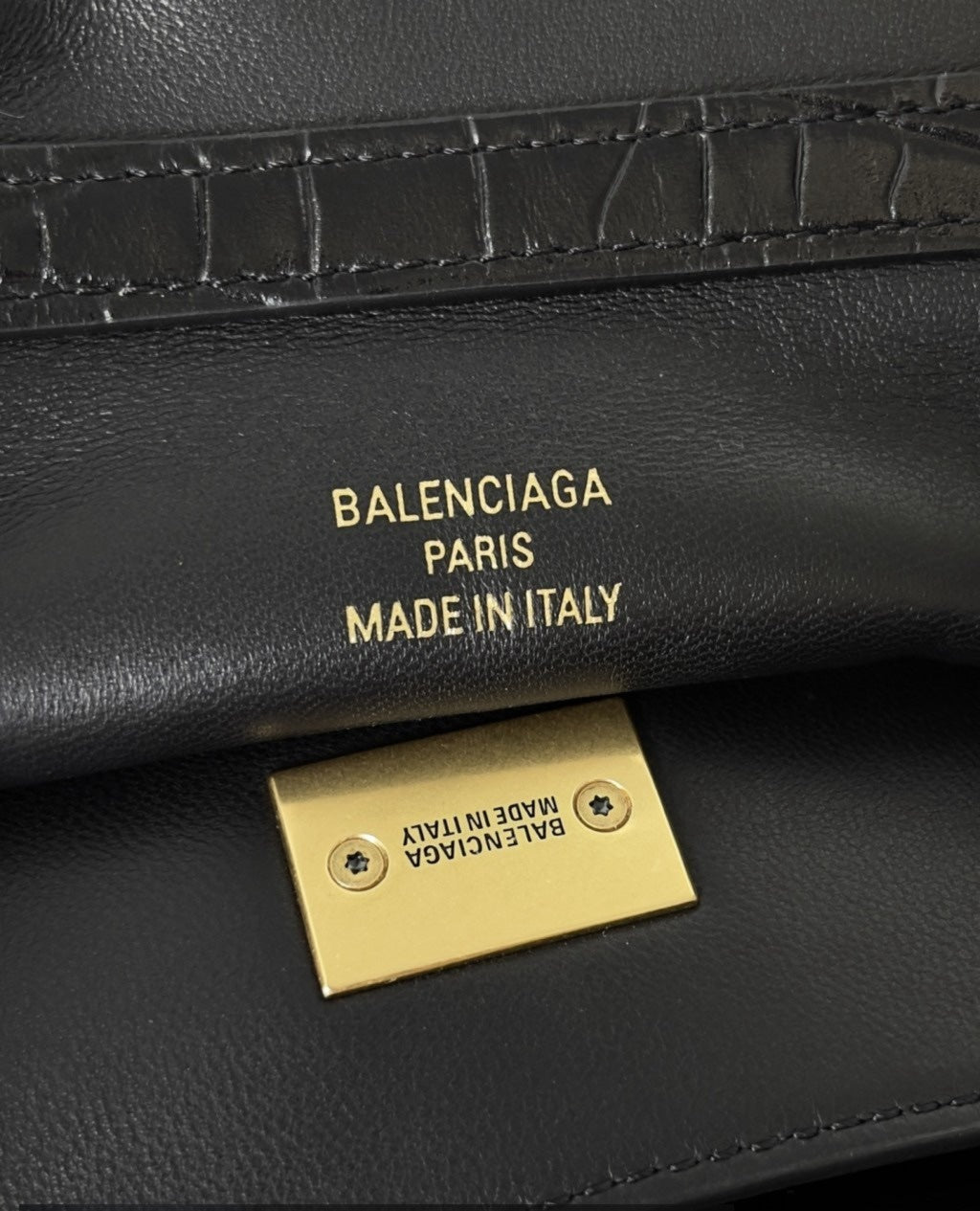 Balenciaga Rode Bag Black Crocodile Leather