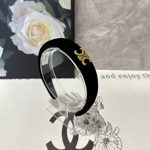 BLACK VELVET HAIRBAND WITH GOLD LOGO 423596