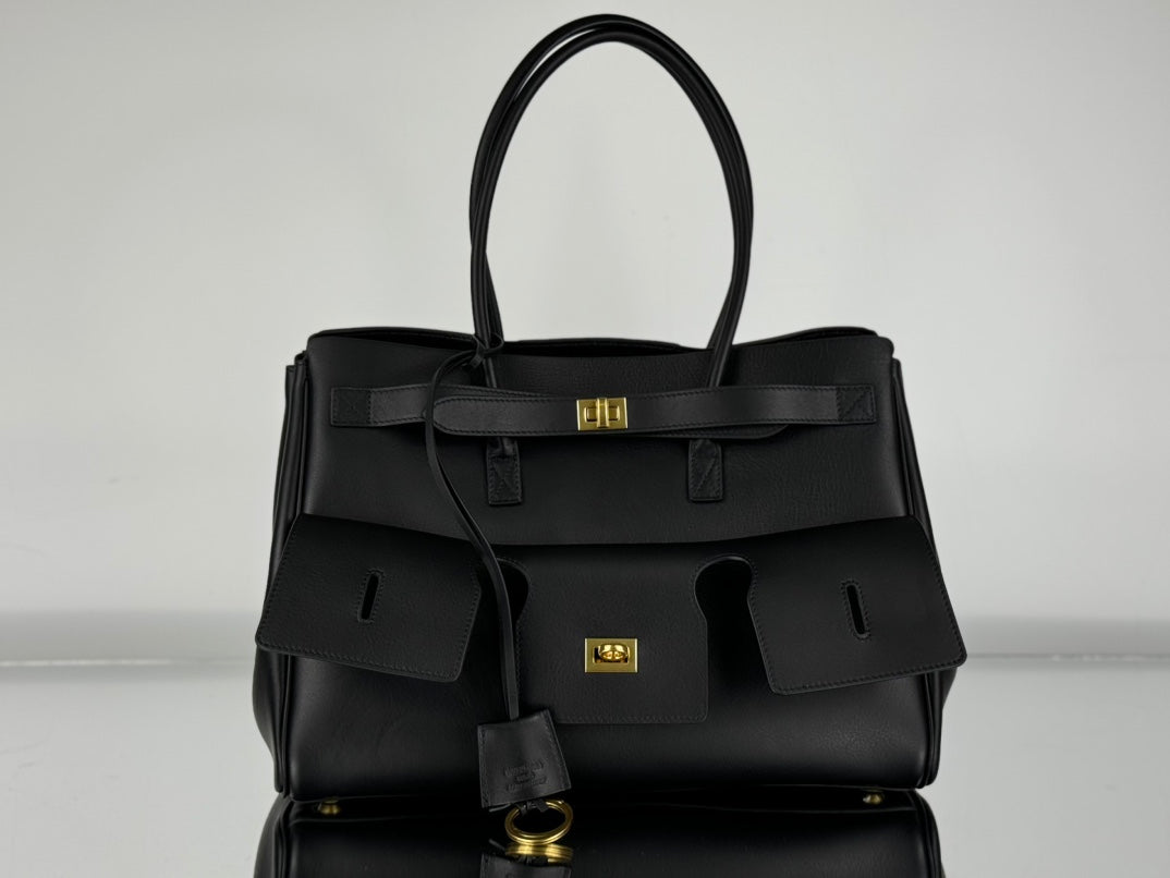 BEL AIR CARRY ALL BAG 29 IN BLACK NAPPA LAMBSKIN GOLD HARDWARE