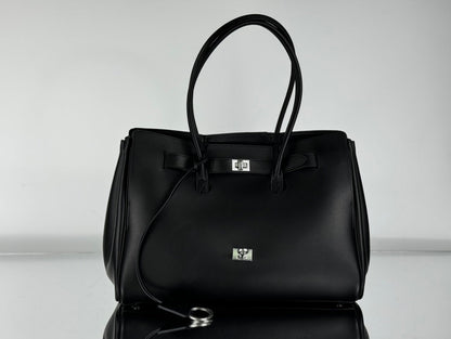 BEL AIR CARRY ALL BAG 29 IN BLACK NAPPA LAMBSKIN SILVER HARDWARE