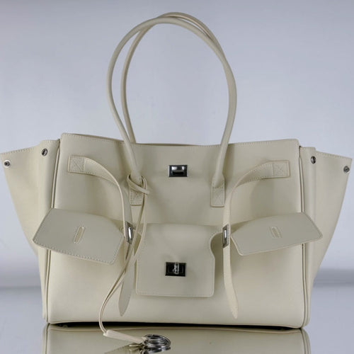 BEL AIR CARRY ALL BAG 29 IN WHITE NAPPA LAMBSKIN SILVER HARDWARE