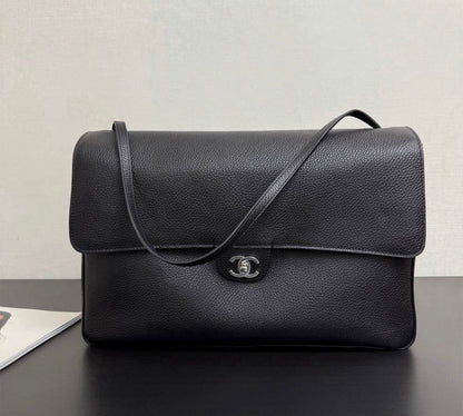 Chanel Maxi Flap 38 Black Sliver Hardware