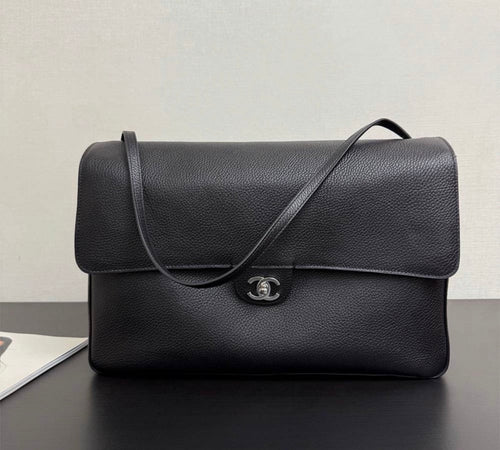 Chanel Maxi Flap 38 Black Sliver Hardware