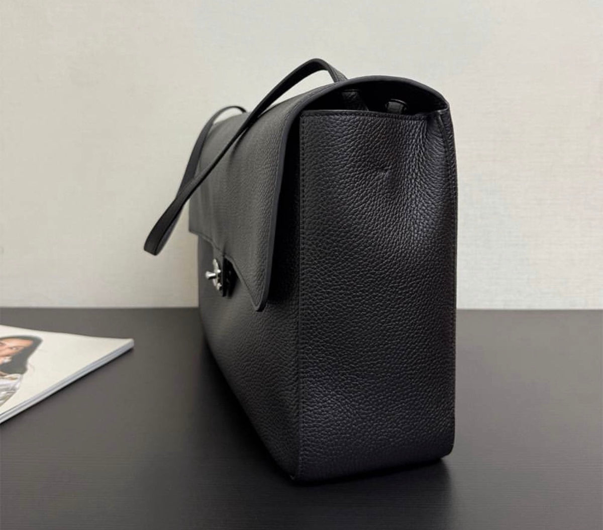 Chanel Maxi Flap 38 Black Sliver Hardware