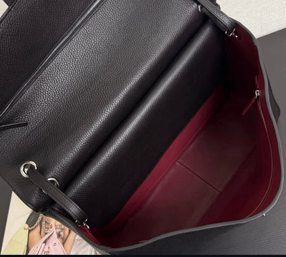 Chanel Maxi Flap 38 Black Sliver Hardware