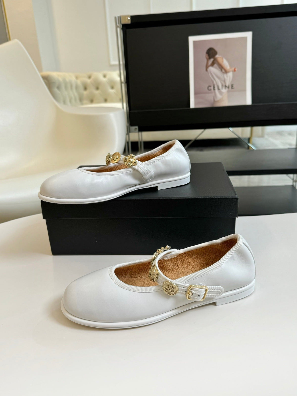 MARY JANE SHOES WHITE SHEEPSKIN