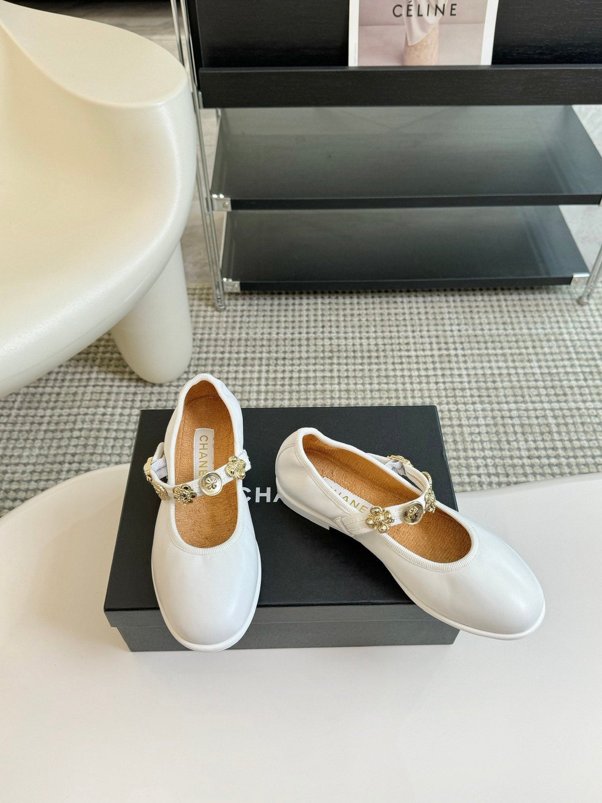 MARY JANE SHOES WHITE SHEEPSKIN
