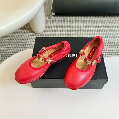 MARY JANE SHOES ROSE RED SHEEPSKIN
