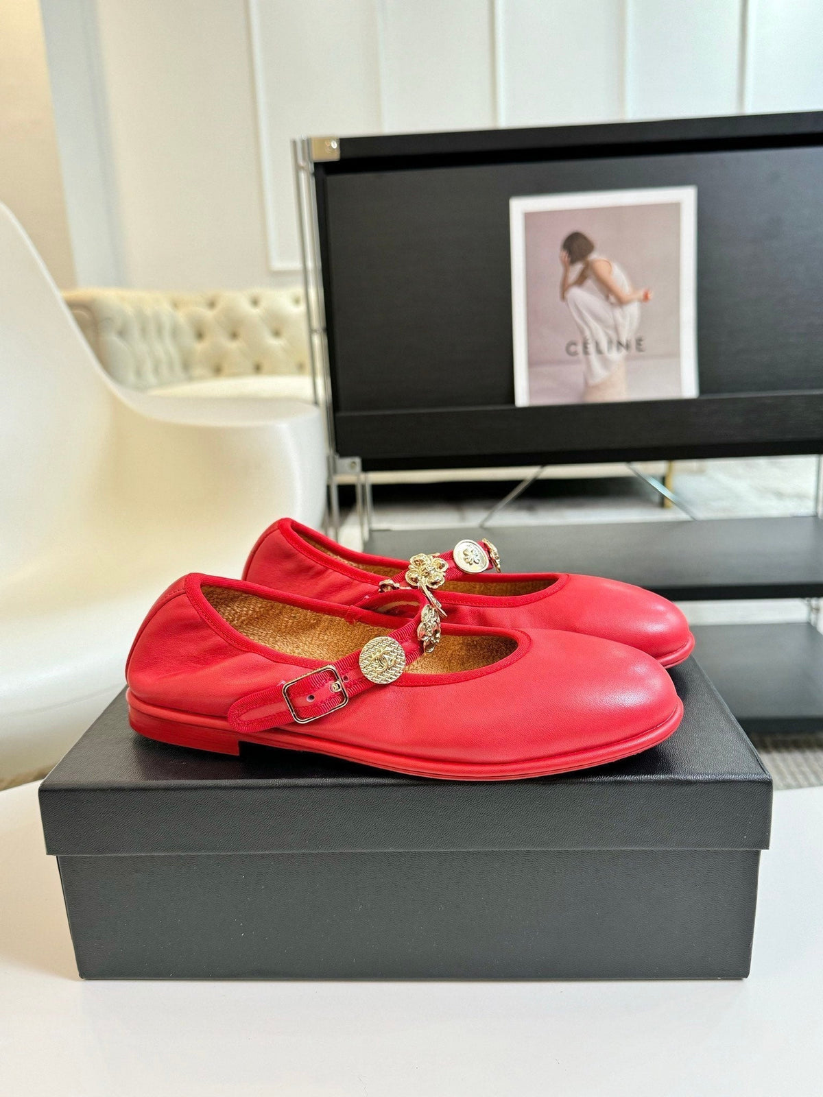 MARY JANE SHOES ROSE RED SHEEPSKIN