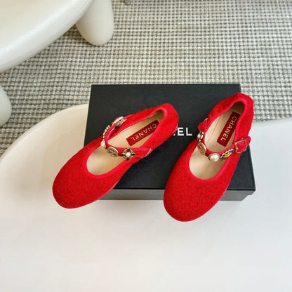 MARY JANE SHOES CHERRY RED WOOL TWEED