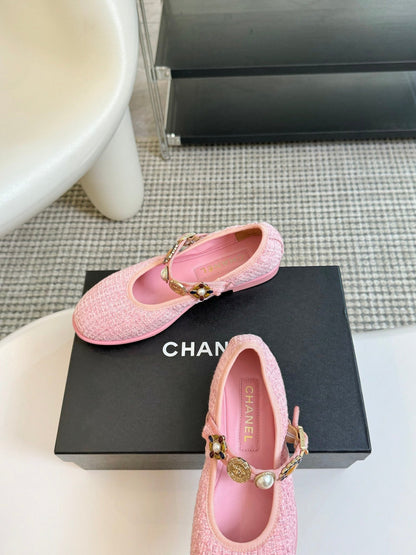 MARY JANE SHOES LIGHT PINK WOOL TWEED
