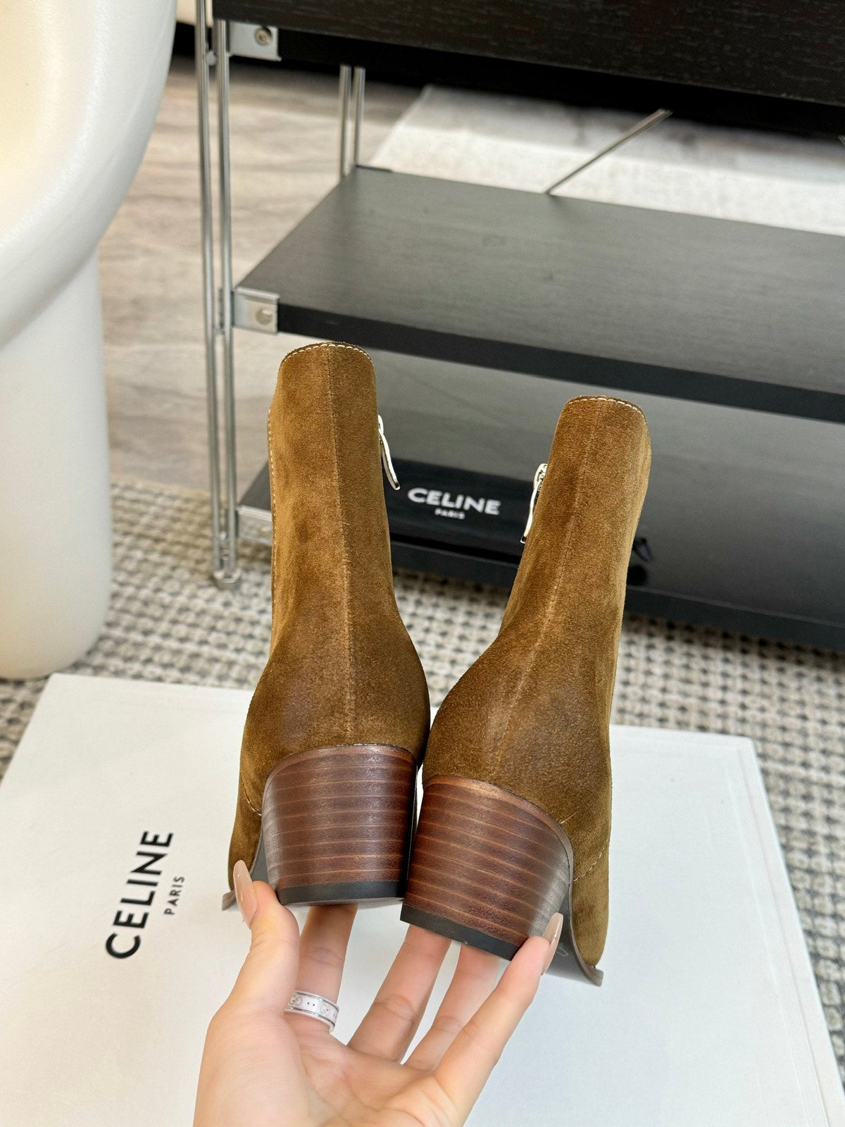 ANKLE BOOTS 45 MM IN MOCHA BROWN SUEDE