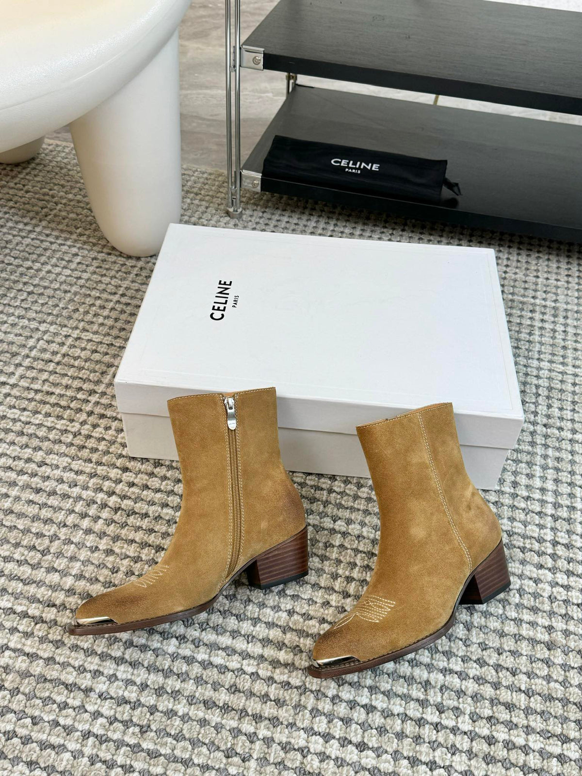 ANKLE BOOTS 45 MM IN PEANUT BROWN SUEDE