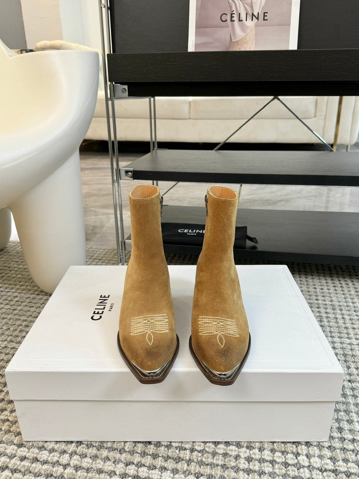 ANKLE BOOTS 45 MM IN PEANUT BROWN SUEDE