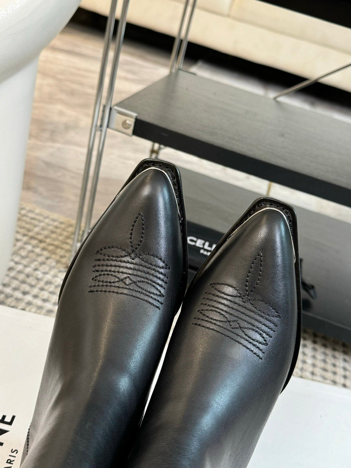 ANKLE BOOTS 45 MM IN BLACK CALFSKIN