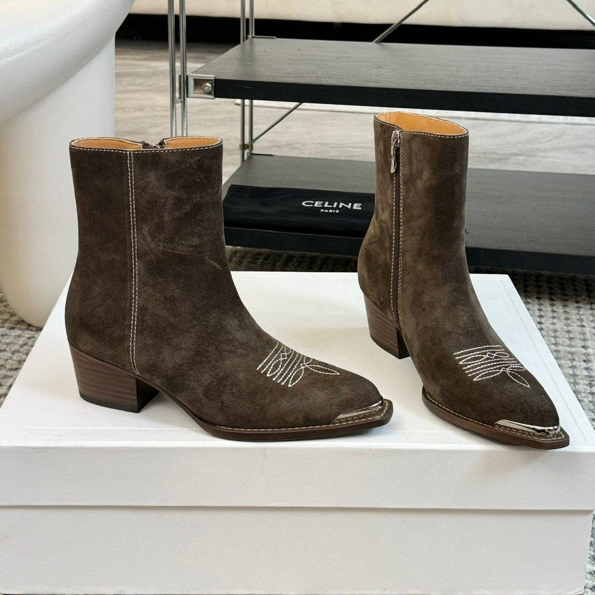 ANKLE BOOTS 45 MM IN MOCHA BROWN SUEDE