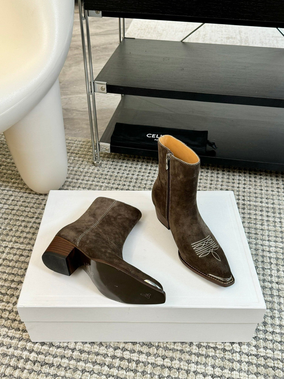 ANKLE BOOTS 45 MM IN MOCHA BROWN SUEDE