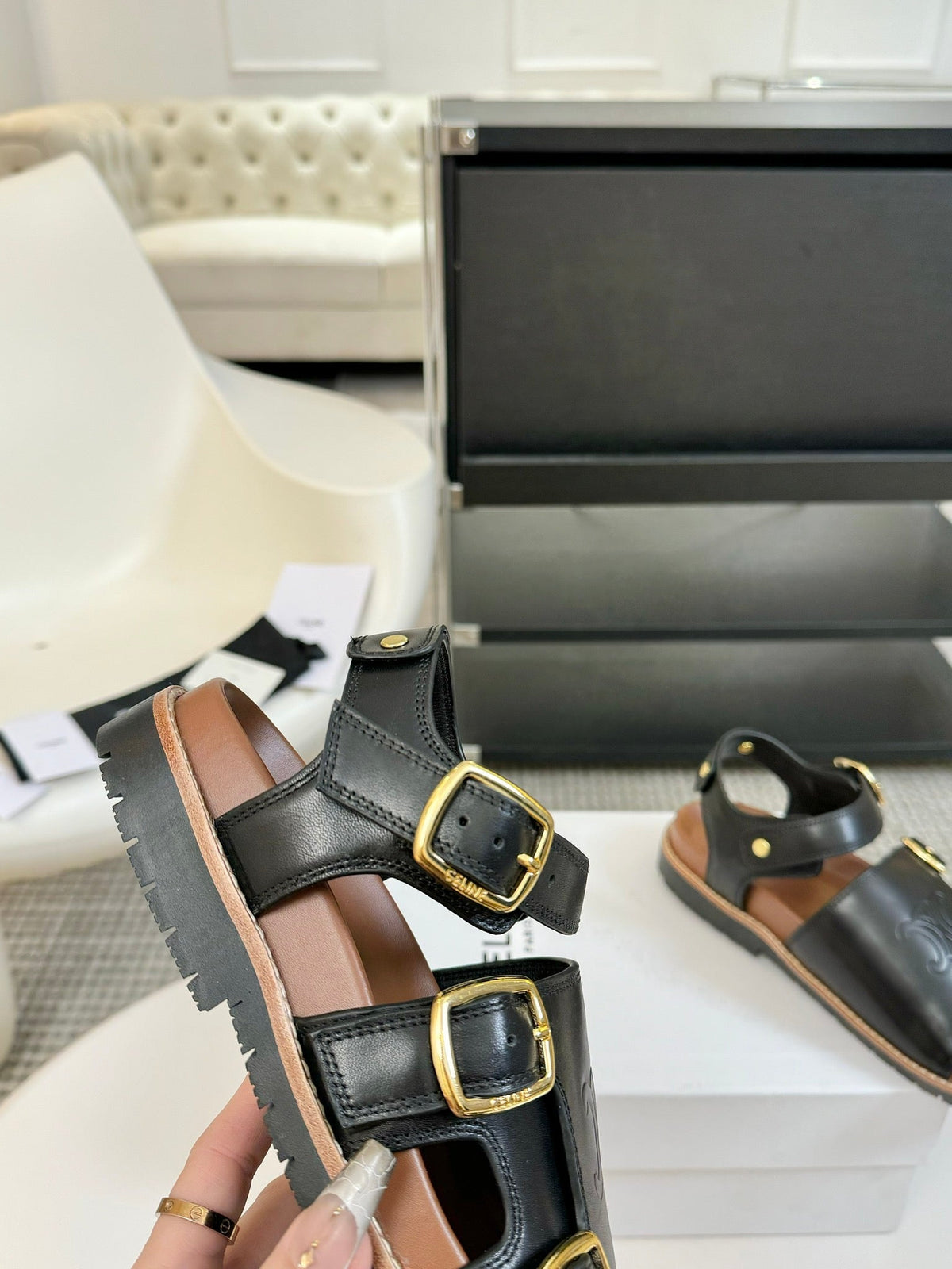MINO SANDAL IN BLACK CALFSKIN
