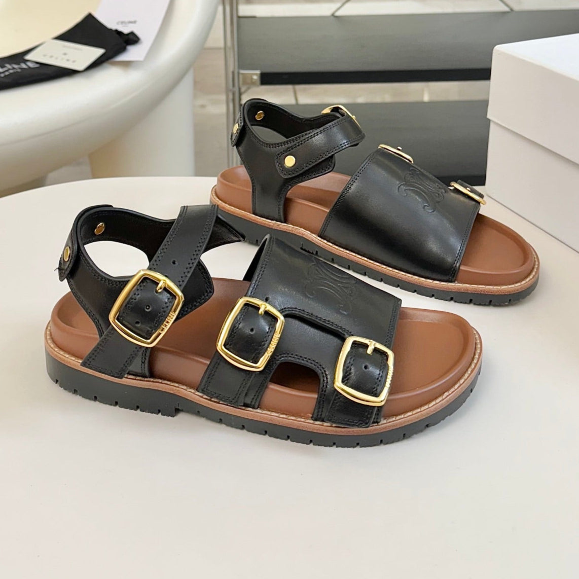MINO SANDAL IN BLACK CALFSKIN