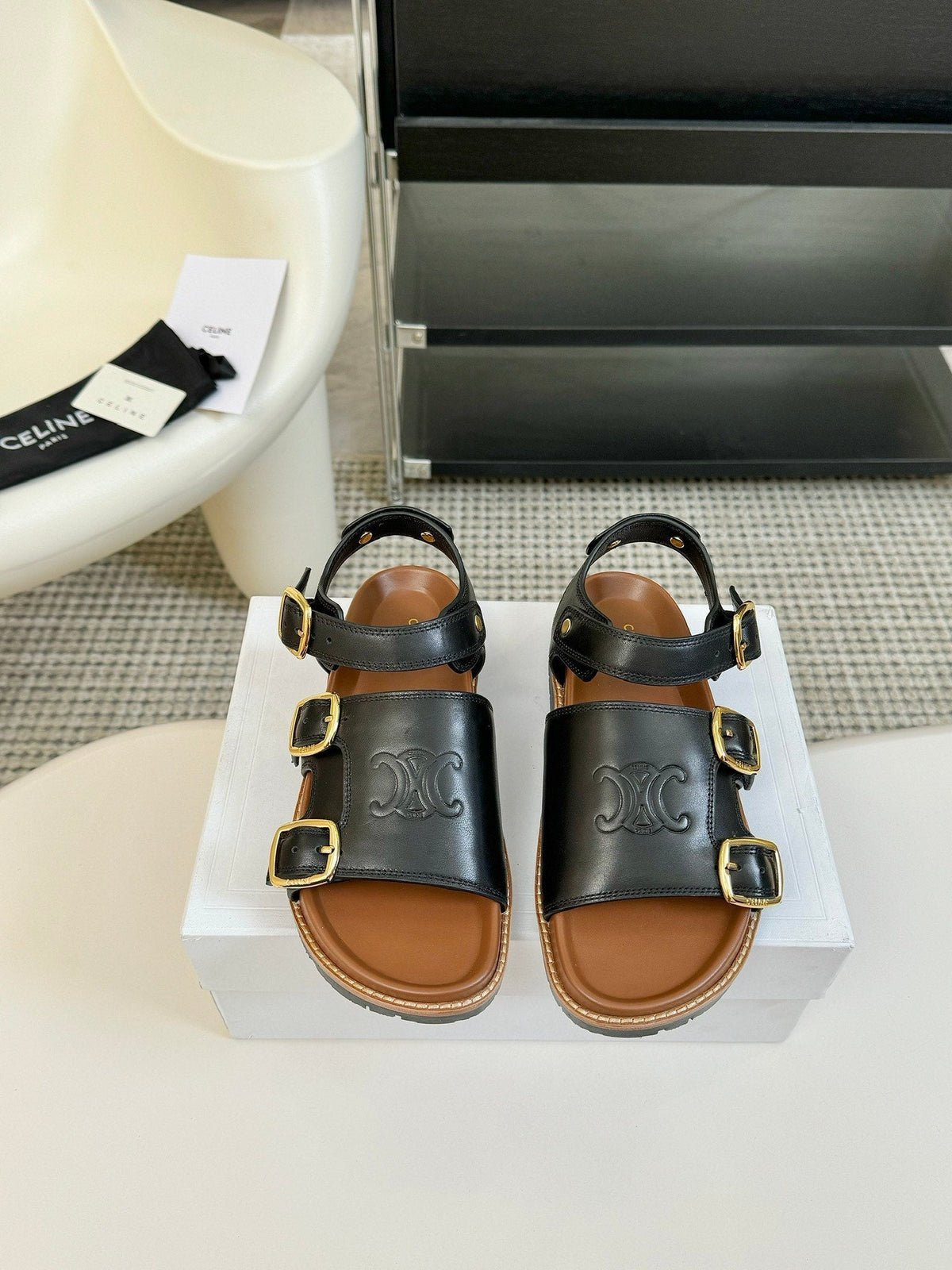 MINO SANDAL IN BLACK CALFSKIN