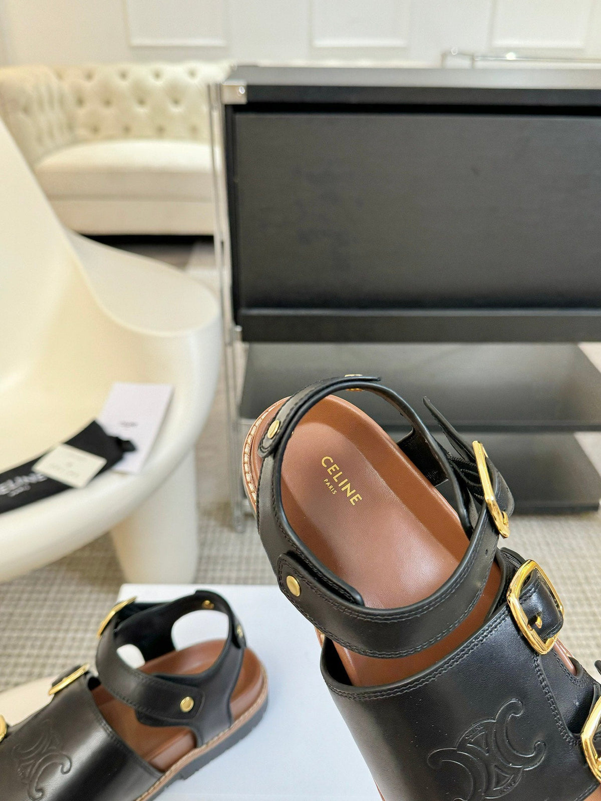 MINO SANDAL IN BLACK CALFSKIN