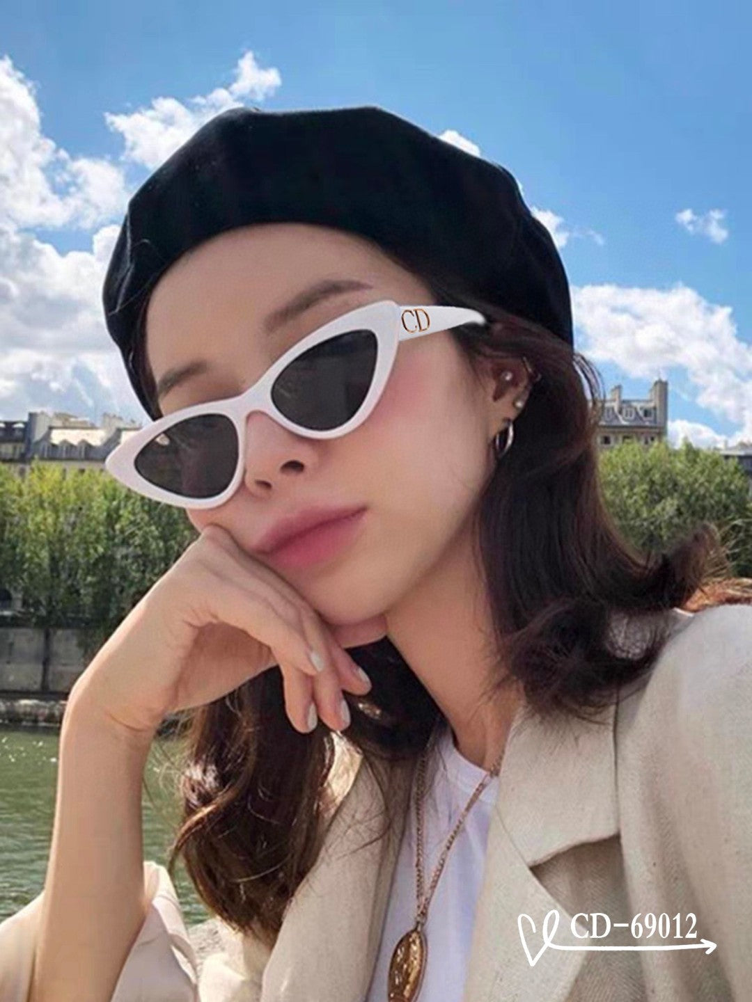 CAT EYE SUNGLASS 69012 IN ACETATE